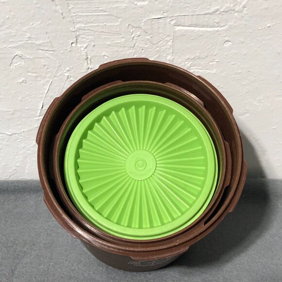 Vintage Brown Tupperware Servalier Canisters Set of 3 - Picture 4 of 7